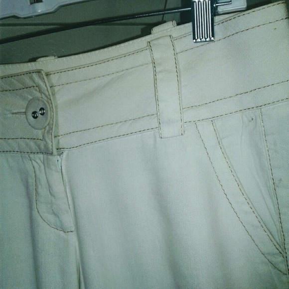 Bebe White Linen Blend Trouser Pants: Size 4 - Picture 2 of 8